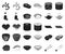 Sushi and seasoning black,monochrome icons in set collection for design. Seafood food, accessory vector symbol stock web