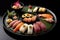 sushi selection on a traditional japanese plate
