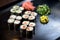 Sushi set with 16 pieces and various maki
