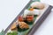 Sushi Set : Grilled Foie Gras, Grilled Unagi Japanese Freshwater Eel, Squid and Hotate Scallop