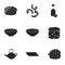 Sushi set icons in black style. Big collection of sushi symbol