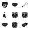 Sushi set icons in black style. Big collection of sushi vector symbol stock illustration
