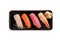 Sushi set , Japanese food sushi salmon tuna shrimp  and sea bass isolated in white background