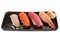 Sushi set , Japanese food sushi salmon tuna shrimp  and sea bass isolated in white background