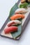 Sushi Set : Maguro Bluefin Tuna, Hamachi Yellowtail, Salmon, Tai Red Seabeam,