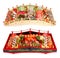 Sushi set on wooden bridges on a white background