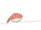 Sushi, shrimp nigiri, ebi nigiri one line art. Continuous line drawing of sushi, japanese, food, roll, culture, tasty