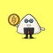 Sushi successful businessman holding gold coin