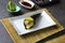 Sushi temaki with shrimp and avocado