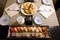 Sushi and Tempura in Japanese Food Restaurant â€“ Gourmet Dishes, Ceramic Plates with Deep Fried