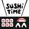 Sushi time cartoon banner template with lettering