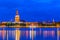 Susnset view of the Riga cathedral from the other side of the Daugava river, Latvia....IMAGE