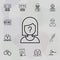 Suspect, woman, question mark icon. Universal set of law and justice for website design and development, app development