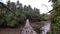 Suspended bamboo floored bridge leading to the jungle in the Philippines