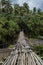 Suspended bamboo floored bridge leading to the jungle in the Philippines