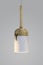 Suspended wooden lamp. Modern chandeliers of wood in Scandinavian style isolated on grey background