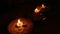 Suspenseful and romantic night burning of three candles