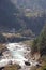 Suspension bridge across Dudh Kosi river, Everest trek, Himalayas, Nepal