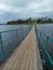 Suspension bridge across the lake in Bologoye