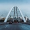 Suspension bridge archway with road