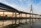 Suspension bridge cross over Bangkok main river, Thailand