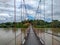 Suspension bridge that crossing Mentarang River, Malinau, outback of Borneo