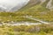 Suspension bridge in Hook Valley New Zealand national park