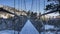 A suspension bridge leads to the island of Patmos to the monastery.