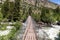 Suspension bridge over the Middle Popo Agie River at Sinks Canyon, Lander, Wyoming, USA