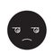 Suspicious emoji black vector concept icon. Suspicious emoji flat illustration, sign