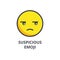Suspicious emoji vector line icon, sign, illustration on background, editable strokes