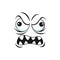 Suspicious mad emoticon with angry face isolated