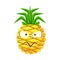 Suspicious pineapple face. Cute cartoon emoji character vector Illustration