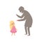 Suspicious stranger offering a candy to a little girl, kid in dangerous situation vector Illustration on a white