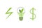 Sustainability concept icons. Light bulb and lightening symbols