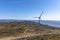 Sustainability theme, view at the top at the Caramulo mountains, amazing view with wind turbines or windmills on top at the