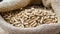 Sustainable Bounty: Wood Pellets in a Gunnysack