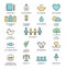 Sustainable Development Goals and Sustainable Living Implementation Concept Line Art Vector Icons