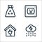 sustainable energy line icons. linear set. quality vector line set such as rain, house, socket