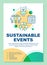 Sustainable events poster template layout. Eco protest, meeting. Banner, booklet, leaflet print with linear icons. Zero