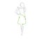 Sustainable fashion. Silhouet woman in outline in dress with sign for recycling. Concept for Sustainable fashion, slow