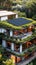 Sustainable housing concept Bituminous tile roof signifies renewable energy integration