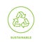 Sustainable Line Green Icon. Sustainability Nature Outline Pictogram. Eco Recycle Icon. Arrow Sustainable Symbol