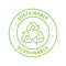 Sustainable Line Green Stamp. Sustainability Nature Outline Sticker. Eco Recycle Label. Arrow Sustainable Symbol