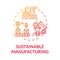 Sustainable manufacturing red gradient concept icon