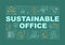 Sustainable office text with thin line icons