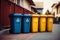 Sustainable order Colorful recycling bins organized in an environmentally conscious row