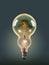 Sustainable and renewable resources. Eco friendly lightbulb. Generative AI