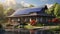 Sustainable Serenity: A Captivating Image of an Energy-Efficient Bungalow Surrounded by Nature\\\'s Embrace - AI Generative