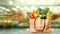 Sustainable Shopping Eco-Friendly Reusable Bag Filled with Fresh Vegetables on a Beautifully Blurred Background. created with